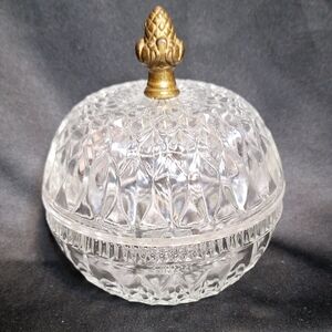 Vintage Indian Glass Candy Dish W/Lid~Mount Vernon~Pine Cone~Trinkets~50/60s